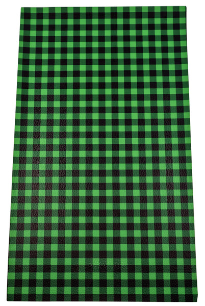 "Spring Green Buffalo Plaid" Textured Faux Leather sheet
