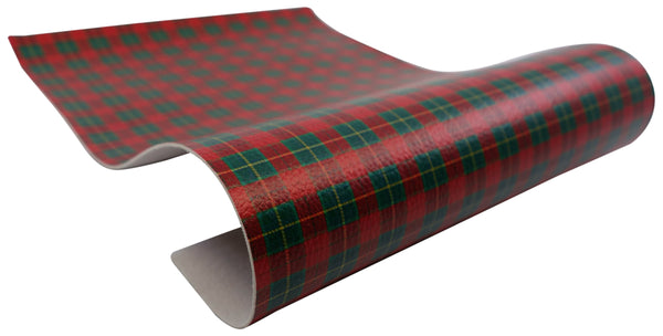 "Christmas Plaid" Textured Faux Leather sheet - CraftyTrain.com