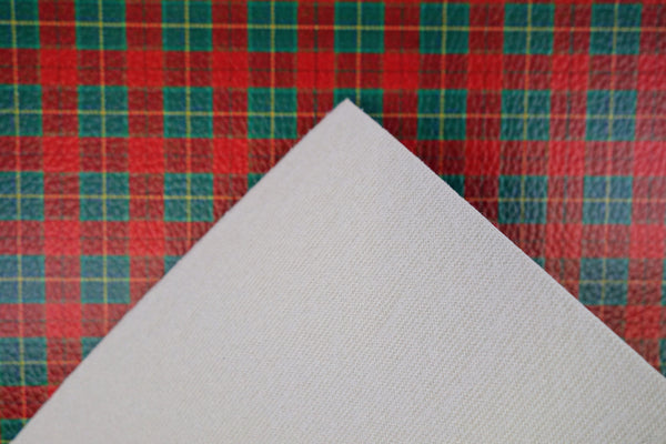 "Christmas Plaid" Textured Faux Leather sheet - CraftyTrain.com