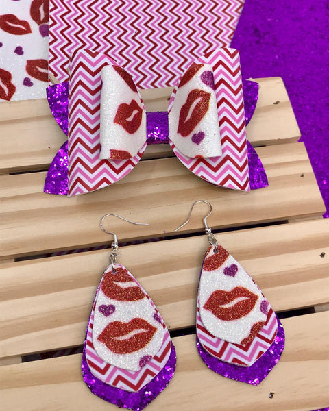 Craft of the Day: Chevron Smooches Faux Leather Bow & Earring Set