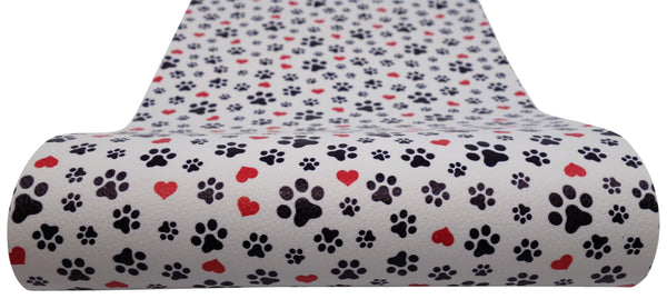 "Hearts and Paws" Textured Faux Leather sheet