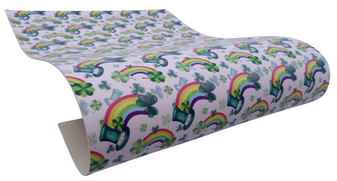 "Leprechaun Hat of Rainbows" Ultra Smooth Faux Leather Sheet