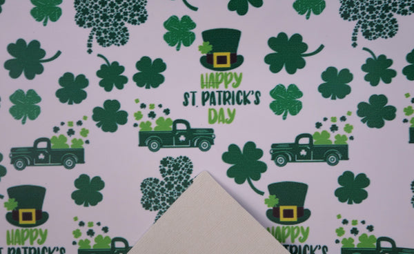 "Happy St. Patrick's Day" Ultra Smooth Faux Leather Sheet - *IMPERFECT*