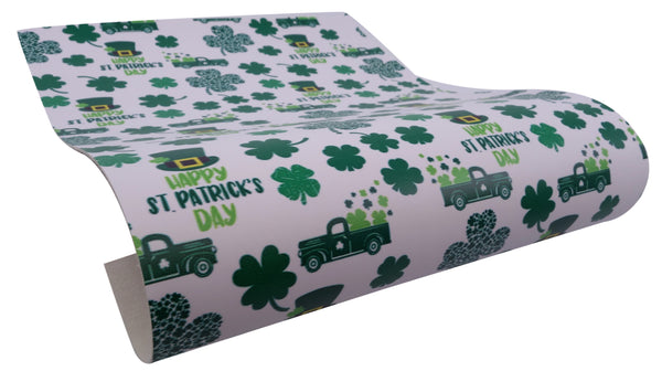 "Happy St. Patrick's Day" Ultra Smooth Faux Leather Sheet - *IMPERFECT*