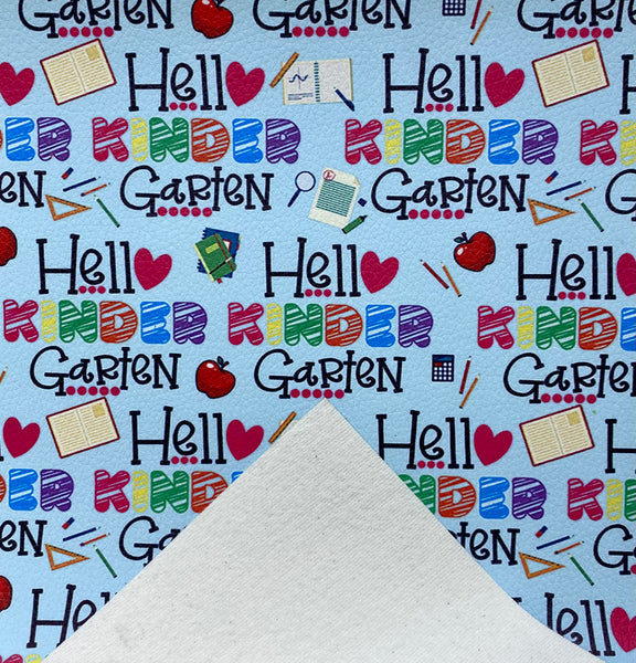 "Hello Kindergarten" Textured Faux Leather Sheet