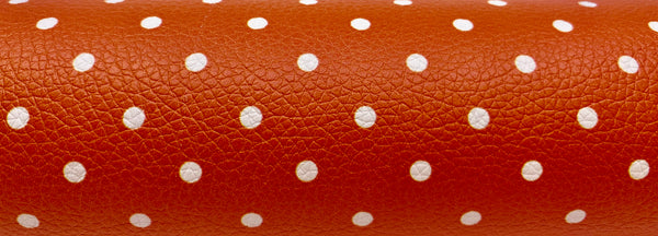 "Orange with White Polka Dots" Textured Faux Leather Sheet