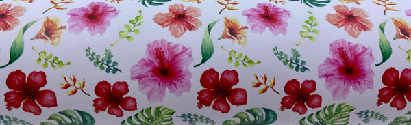 "Tropical Hibiscus" Ultra Smooth Faux Leather Sheet - **IMPERFECT**