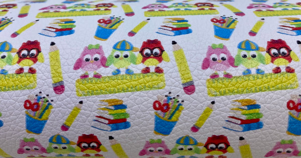 "Owl School" Textured Faux Leather Sheet - *IMPERFECT*