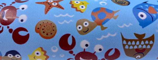 "Cartoon Fish" Ultra Smooth Faux Leather Sheet - *IMPERFECT*