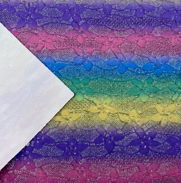 "Floral Rainbow 3.0" Lace on Canvas Sheet