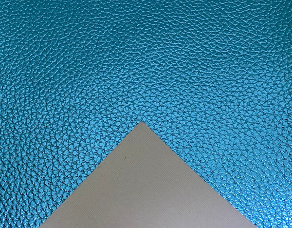 "Metallic Blue" Textured Faux Leather Sheet