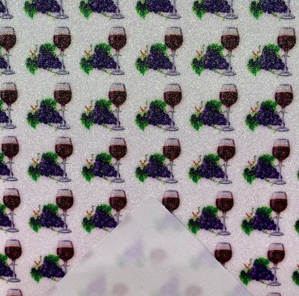 "Wine Glass & Grapes" Fine Glitter Sheet