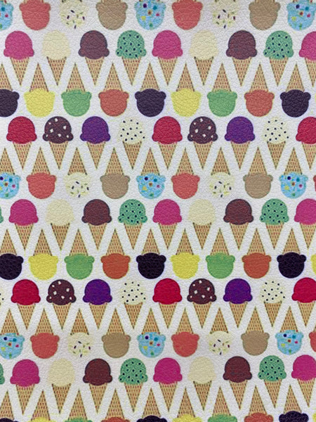 "Ice Cream Cones" Textured Faux Leather Sheet - *IMPERFECT*