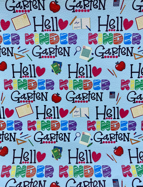 "Hello Kindergarten" Textured Faux Leather Sheet