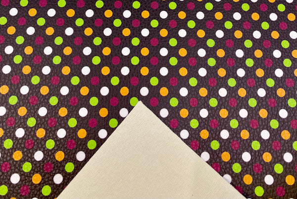 "Halloween Polka Dots" Textured Faux Leather Sheet