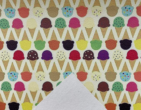 "Ice Cream Cones" Textured Faux Leather Sheet - *IMPERFECT*