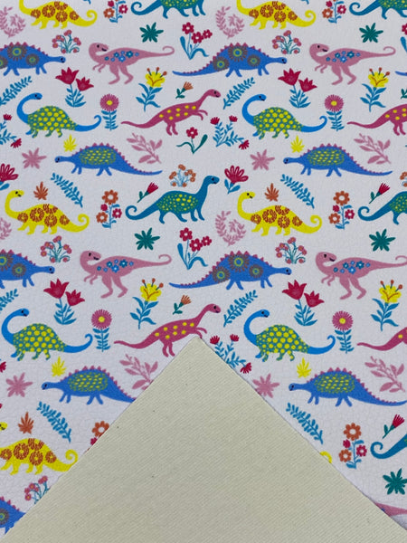 "Designer Dinosaurs" Textured Faux Leather Sheet