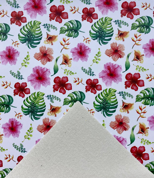 "Tropical Hibiscus" Ultra Smooth Faux Leather Sheet - **IMPERFECT**