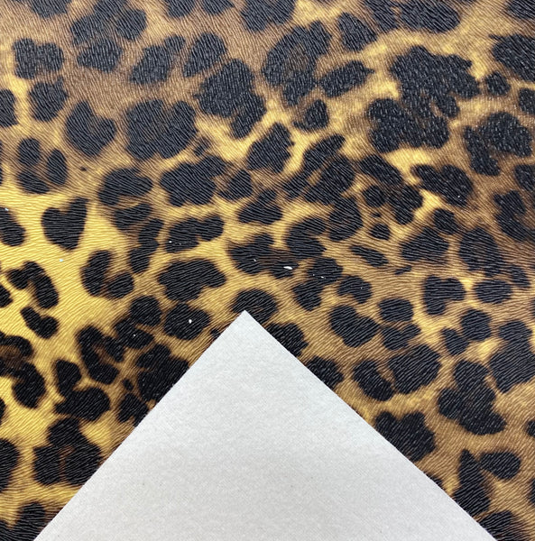 "Leopard Print" Textured Specialty Faux Leather Sheet **IMPERFECT**