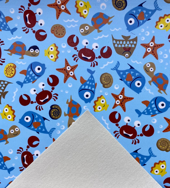 "Cartoon Fish" Ultra Smooth Faux Leather Sheet - *IMPERFECT*