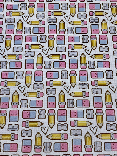 "Pencils & Friends" Textured Faux Leather Sheet