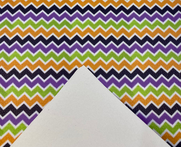 "Halloween Chevron Pattern" Textured Faux Leather Sheet - *IMPERFECT*