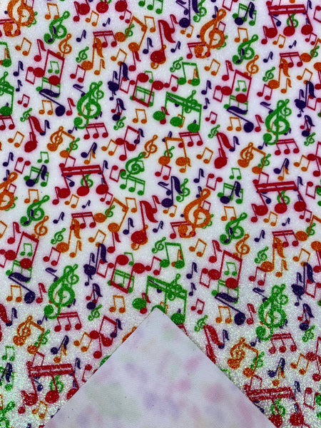 "Colorful Musical Notes" Fine Glitter Sheet