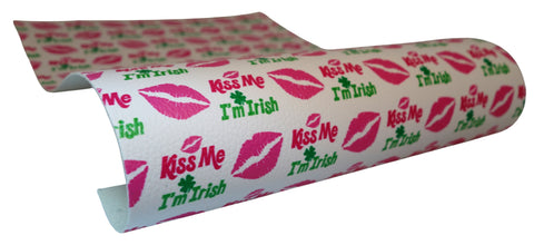 "Kiss Me I'm Irish" Textured Faux Leather Sheet