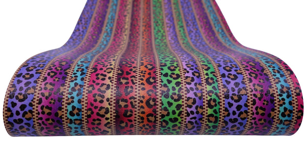 "Colorful Ombre Leopard" Textured Faux Leather Sheet