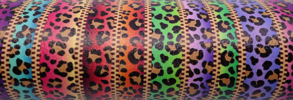 "Colorful Ombre Leopard" Textured Faux Leather Sheet