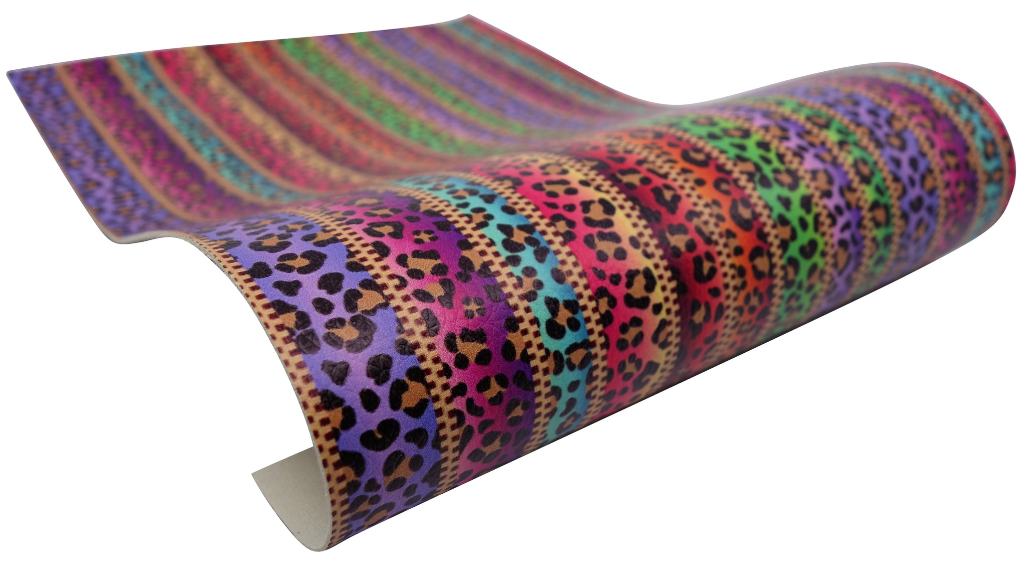 "Colorful Ombre Leopard" Textured Faux Leather Sheet