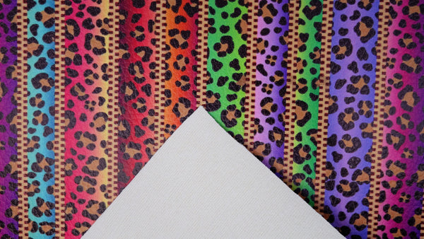 "Colorful Ombre Leopard" Textured Faux Leather Sheet