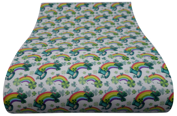 "Leprechaun Hat of Rainbows" Smooth Faux Leather sheet - CraftyTrain.com