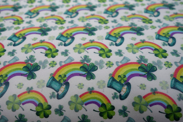 "Leprechaun Hat of Rainbows" Smooth Faux Leather sheet - CraftyTrain.com