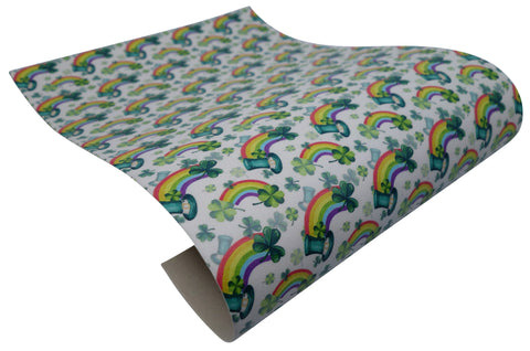 "Leprechaun Hat of Rainbows" Smooth Faux Leather sheet - CraftyTrain.com