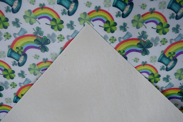 "Leprechaun Hat of Rainbows" Smooth Faux Leather sheet - CraftyTrain.com