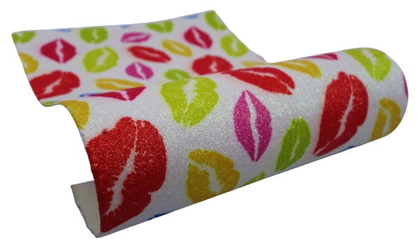 "Rainbow Lipstick Kisses" Fine Glitter Sheet - *IMPERFECT*