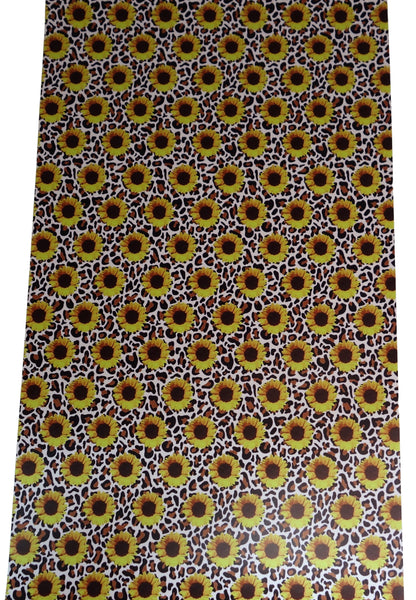 "Leopard Sunflower" Ultra Smooth Faux Leather Sheet