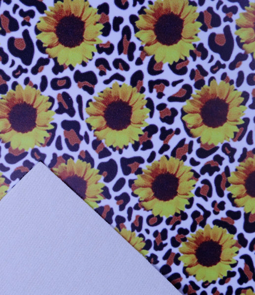 "Leopard Sunflower" Ultra Smooth Faux Leather Sheet