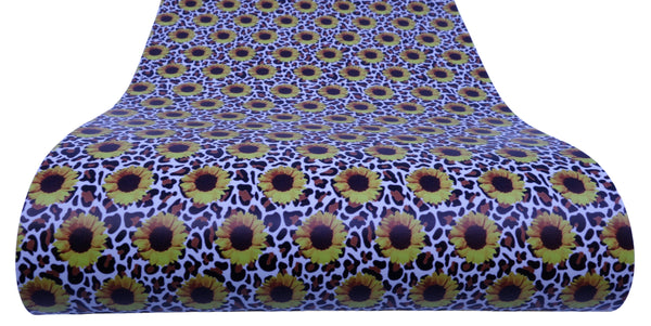 "Leopard Sunflower" Ultra Smooth Faux Leather Sheet