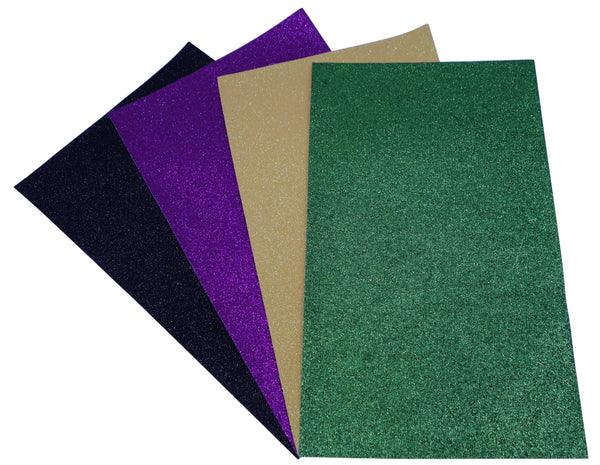 Mardi Gras Bundle - Color Coordinated Faux Leather & Glitter Sheets