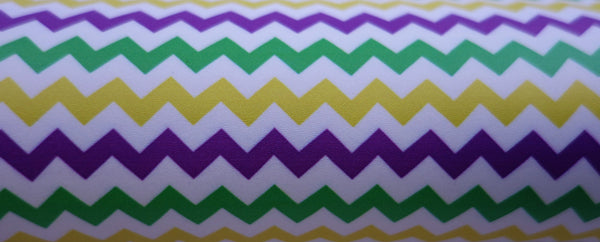 "Purple, Green, Yellow & White Chevron" Classic Faux Leather Sheet - *IMPERFECT*