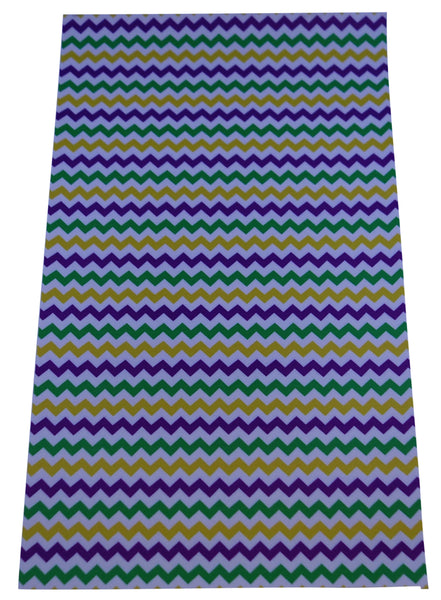 "Purple, Green, Yellow & White Chevron" Classic Faux Leather Sheet - *IMPERFECT*