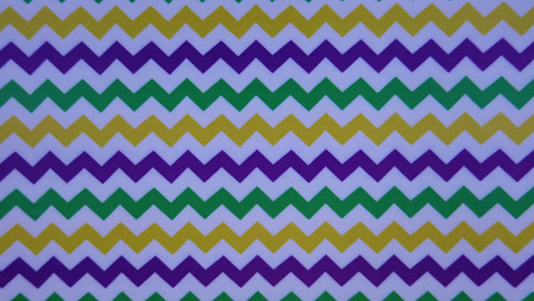 "Purple, Green, Yellow & White Chevron" Classic Faux Leather Sheet - *IMPERFECT*