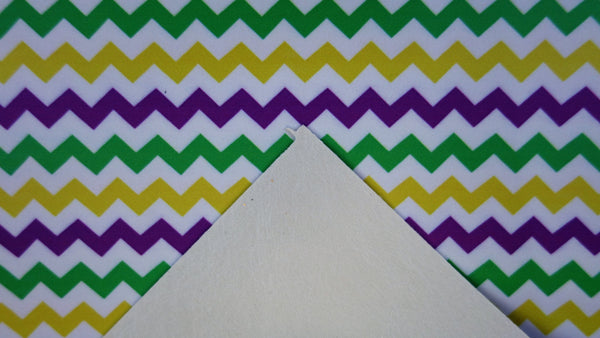 "Purple, Green, Yellow & White Chevron" Classic Faux Leather Sheet - *IMPERFECT*