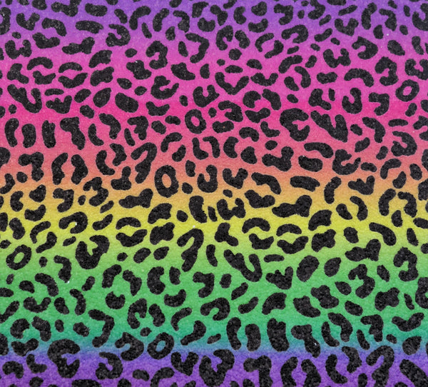 "Vibrant Rainbow Background Animal Print" Premium Glitter sheet