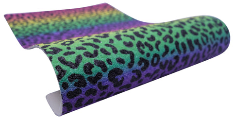 "Vibrant Rainbow Background Animal Print" Premium Glitter sheet
