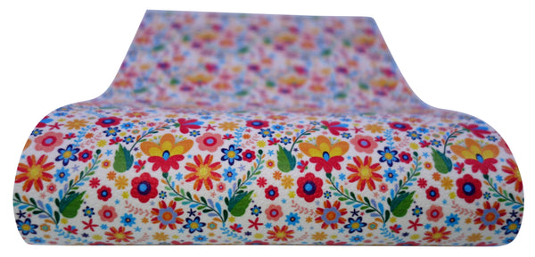 "Colorful Florals" Textured Faux Leather Sheet