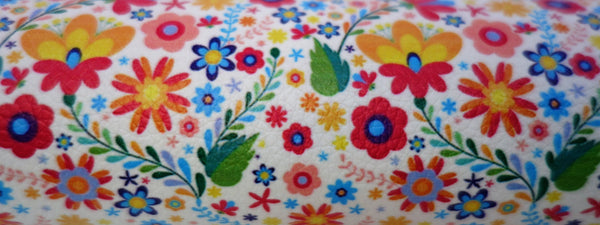 "Colorful Florals" Textured Faux Leather Sheet