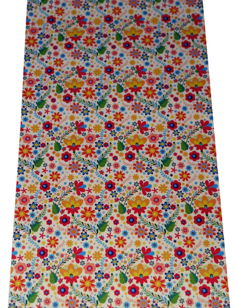 "Colorful Florals" Textured Faux Leather Sheet